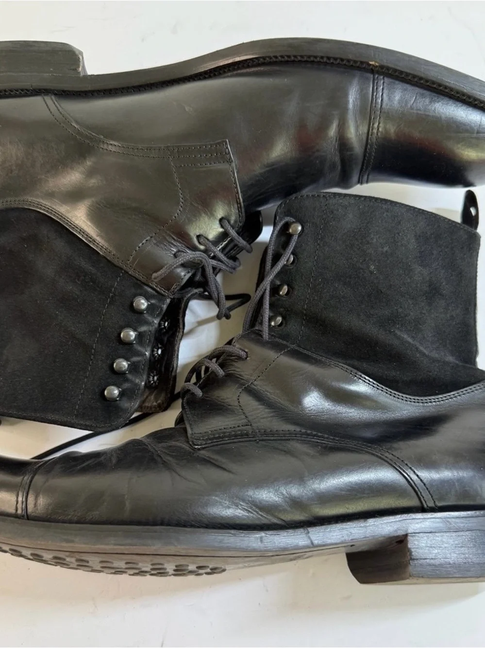 To Boot New York Black Leather & Suede Lace-Up Boots ~ 9.5D ~EUC